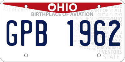 OH license plate GPB1962