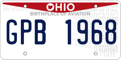 OH license plate GPB1968