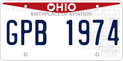 OH license plate GPB1974