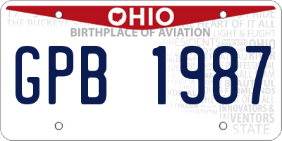 OH license plate GPB1987