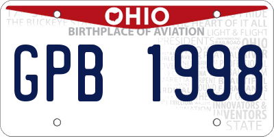 OH license plate GPB1998