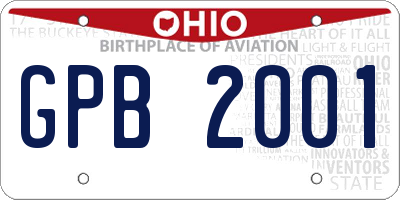 OH license plate GPB2001