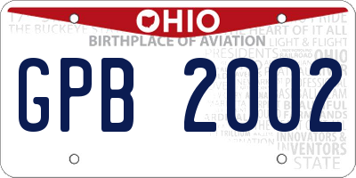 OH license plate GPB2002