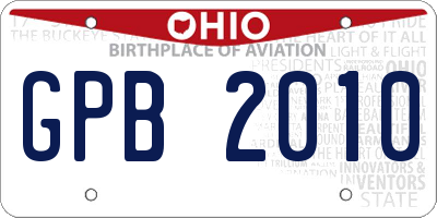 OH license plate GPB2010