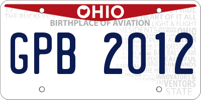 OH license plate GPB2012