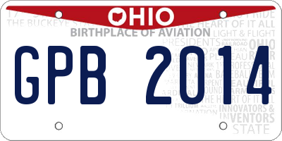 OH license plate GPB2014