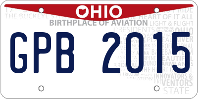 OH license plate GPB2015