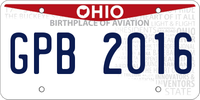 OH license plate GPB2016