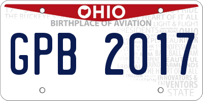 OH license plate GPB2017