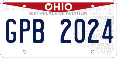 OH license plate GPB2024