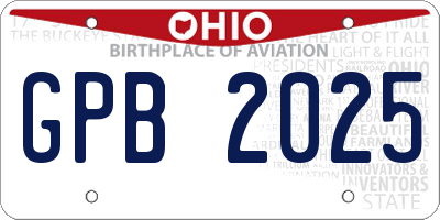 OH license plate GPB2025
