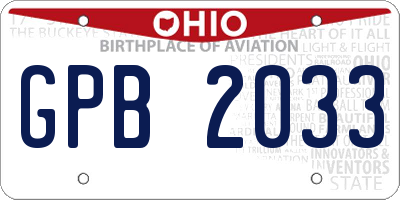 OH license plate GPB2033