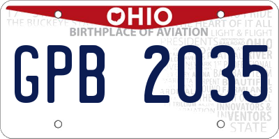 OH license plate GPB2035