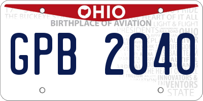 OH license plate GPB2040