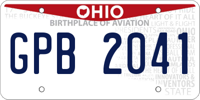 OH license plate GPB2041