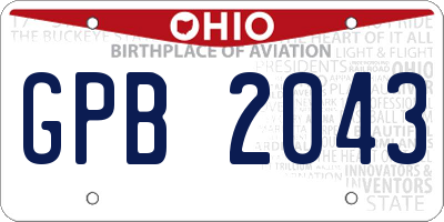 OH license plate GPB2043