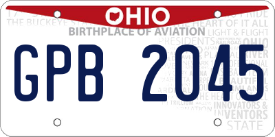 OH license plate GPB2045