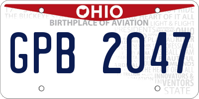 OH license plate GPB2047