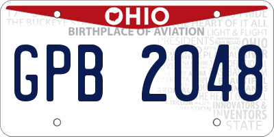 OH license plate GPB2048