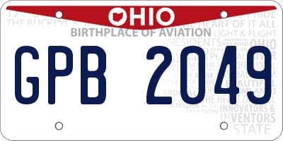 OH license plate GPB2049