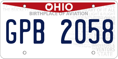 OH license plate GPB2058