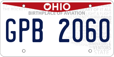 OH license plate GPB2060
