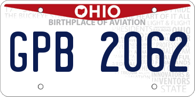 OH license plate GPB2062