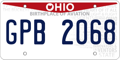 OH license plate GPB2068