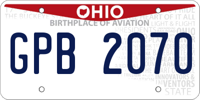 OH license plate GPB2070