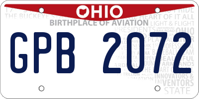 OH license plate GPB2072