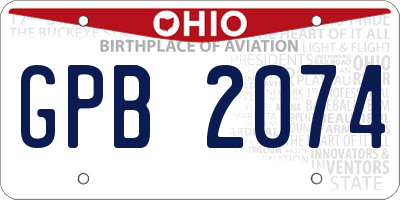 OH license plate GPB2074