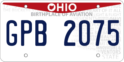 OH license plate GPB2075
