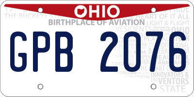 OH license plate GPB2076