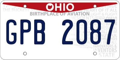 OH license plate GPB2087