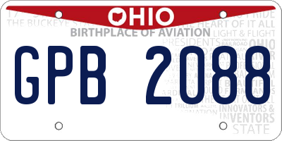 OH license plate GPB2088