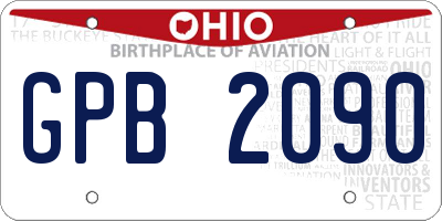 OH license plate GPB2090