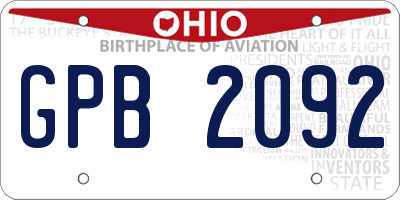 OH license plate GPB2092