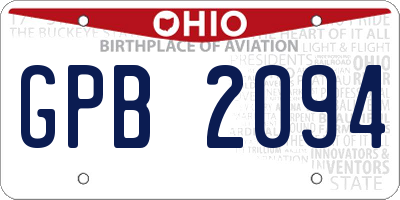 OH license plate GPB2094