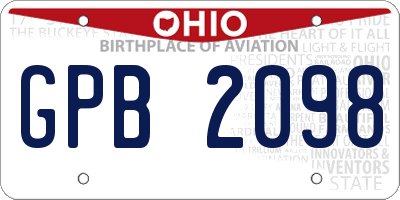 OH license plate GPB2098