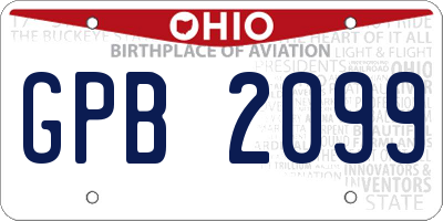 OH license plate GPB2099