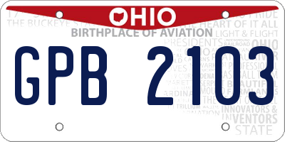 OH license plate GPB2103