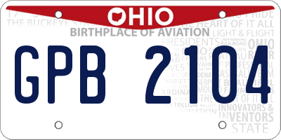 OH license plate GPB2104