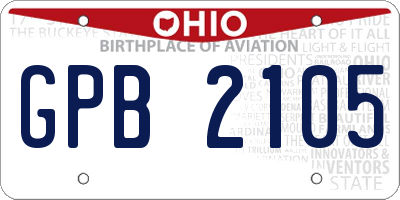 OH license plate GPB2105