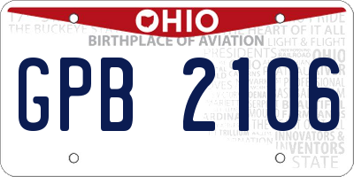 OH license plate GPB2106
