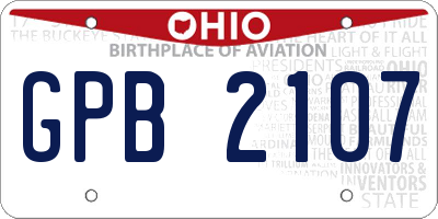 OH license plate GPB2107