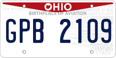 OH license plate GPB2109