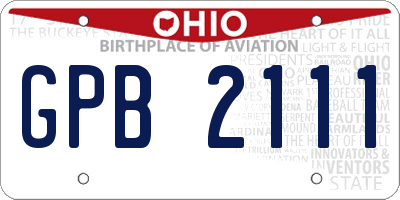 OH license plate GPB2111
