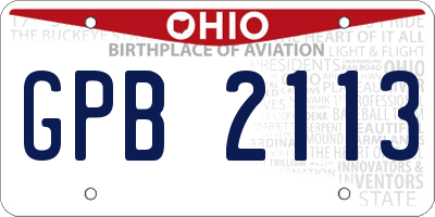OH license plate GPB2113