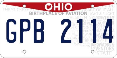 OH license plate GPB2114