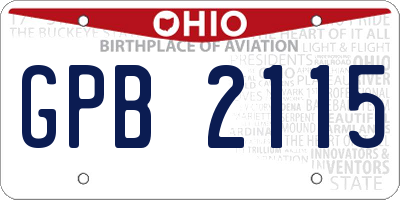 OH license plate GPB2115
